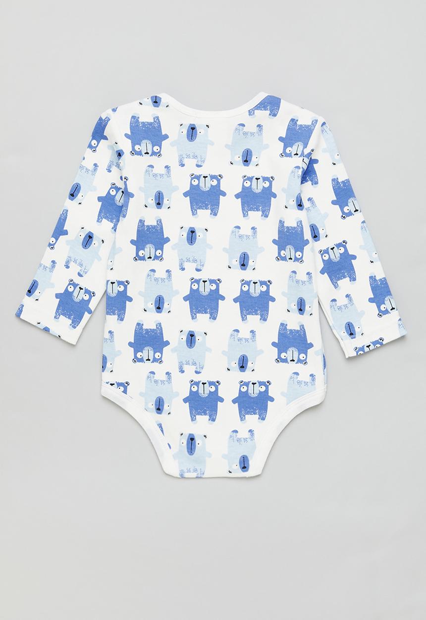 Pop Candy - Baby ls printed babygrow - white & blue 