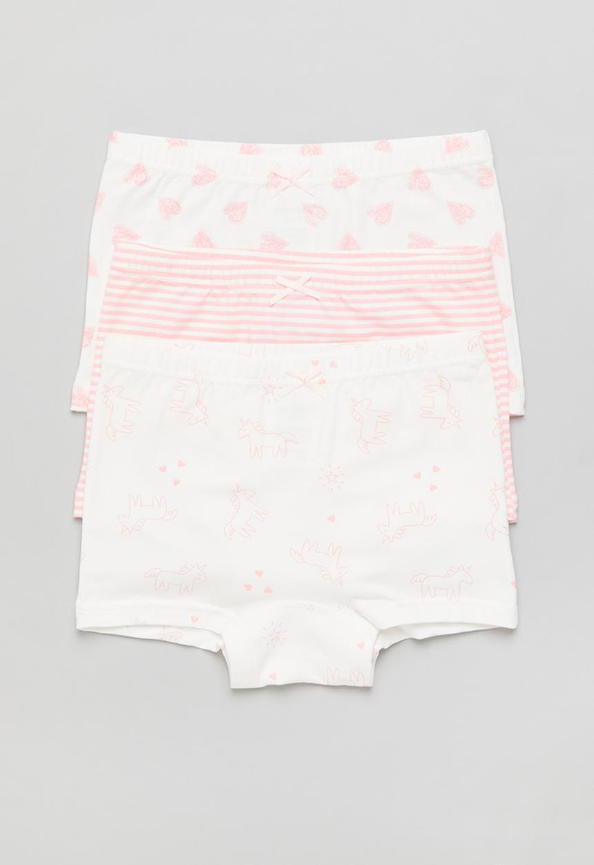Pop Candy - Girls 3 pack printed briefs - white & pink 