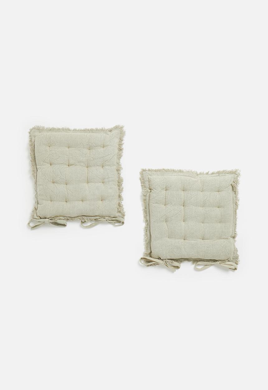 H&S - Set of 2 fray chair pad - stone