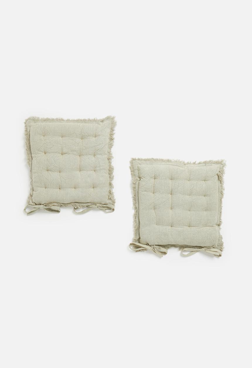 H&S - Set of 2 fray chair pad - stone