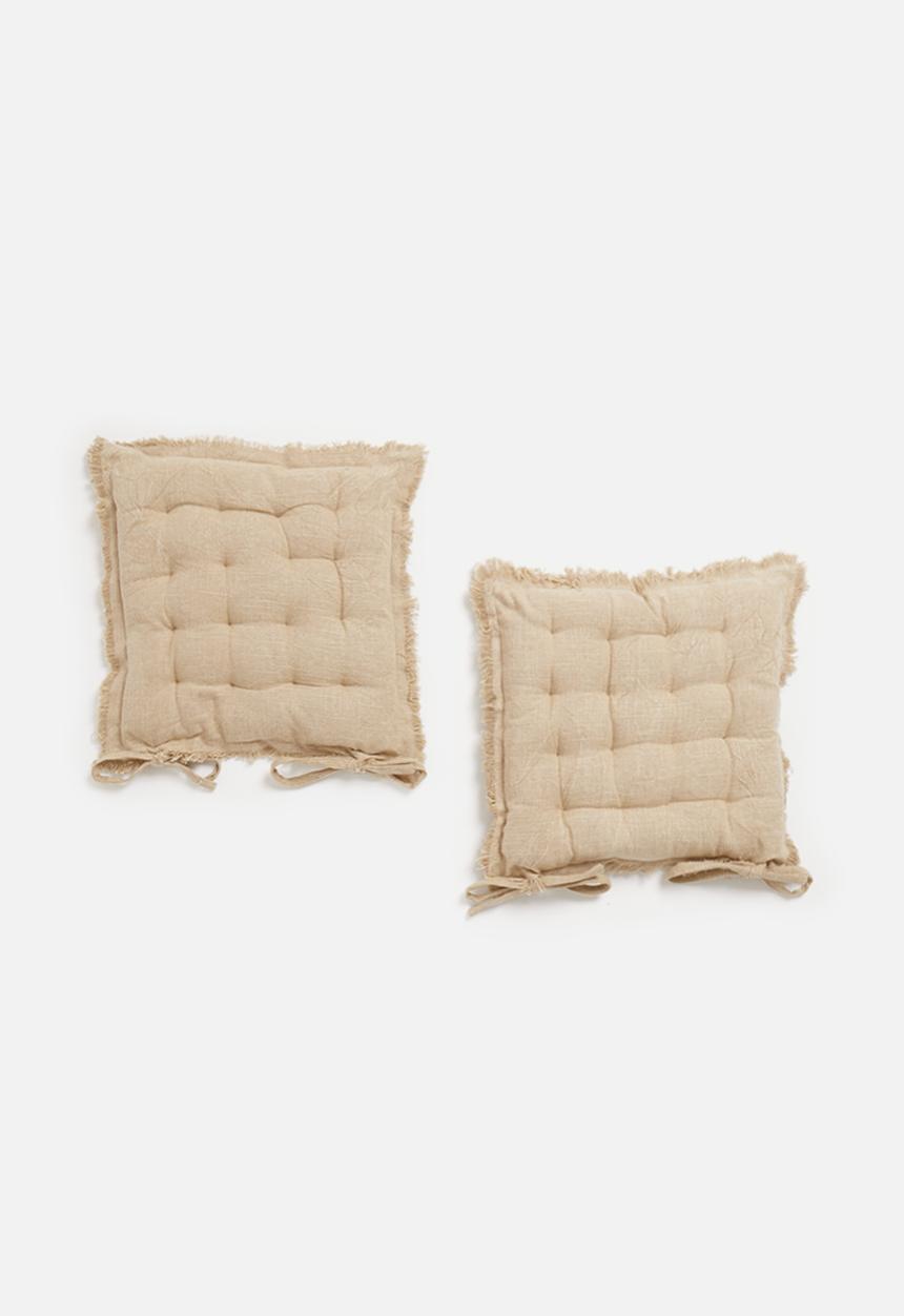 H&S - Set of 2 fray chair pad - sand