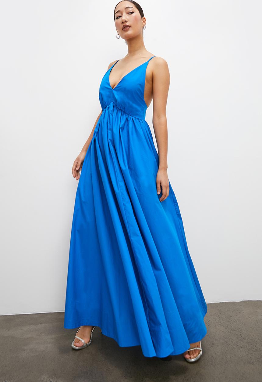 VELVET - Plunging cami trapeze dress - royal blue