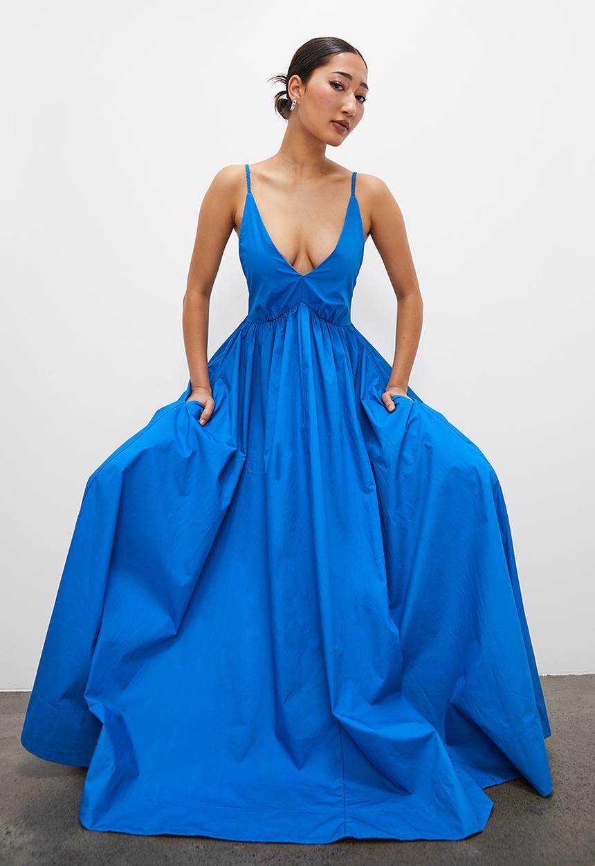 VELVET - Plunging cami trapeze dress - royal blue