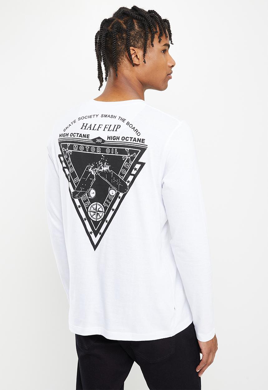 Brave Soul - Smash long sleeve tee - white & black