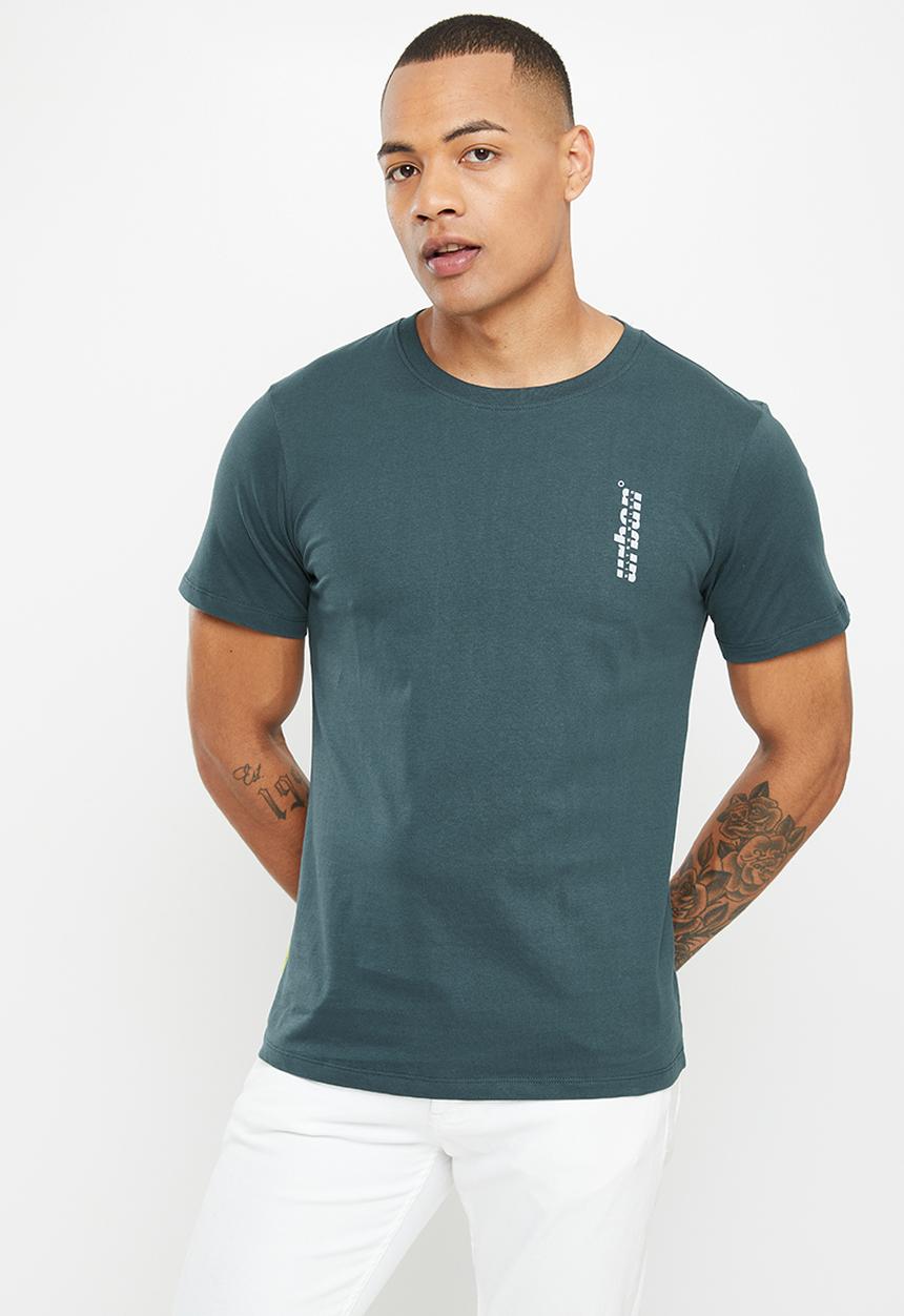 urban° - Urban gel and reflective print chest tee - navy