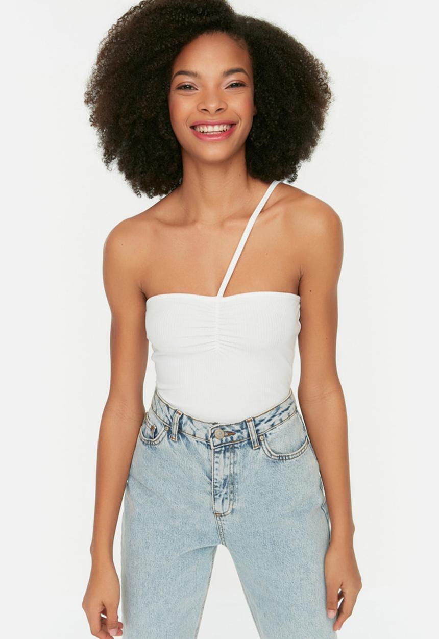 Trendyol - Asymmetrical strap top - ecru