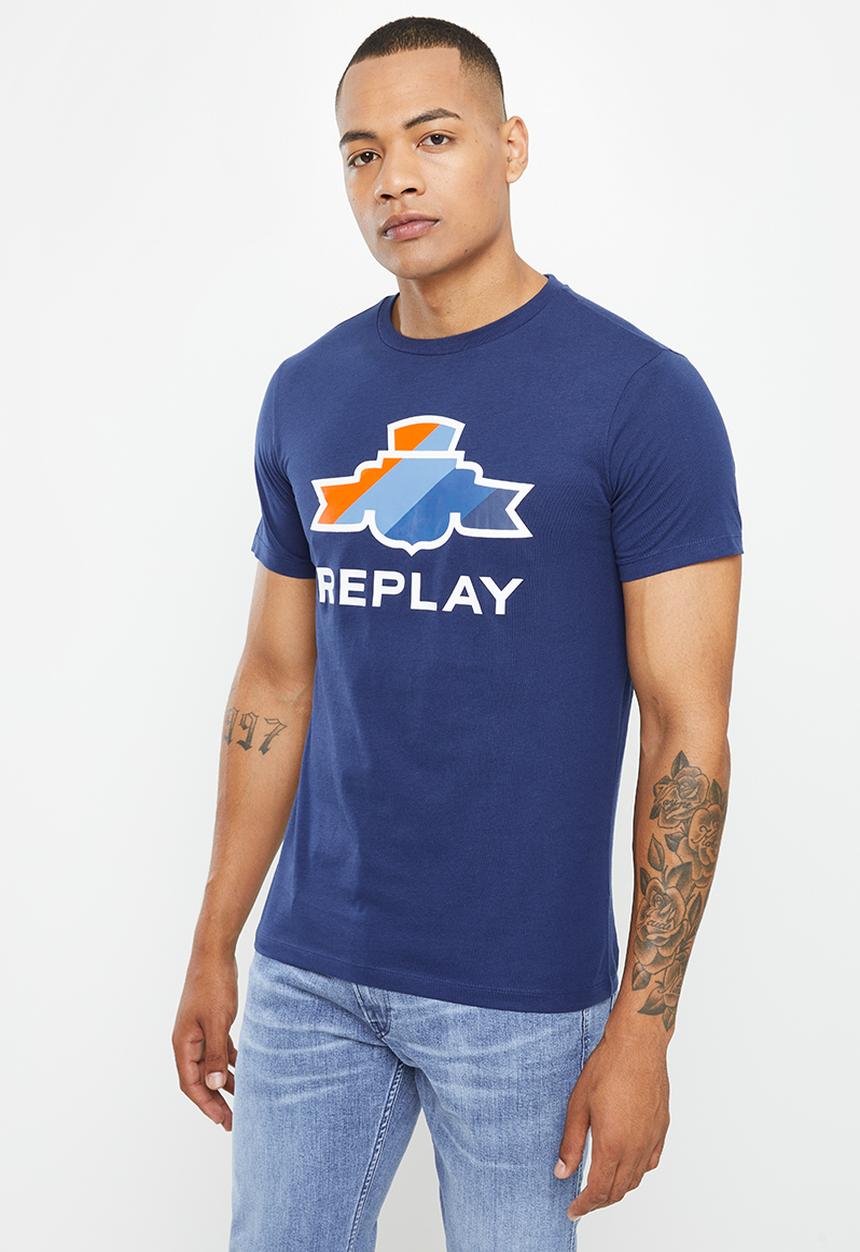 Replay - Replay basic jersey T-shirt - steel blue