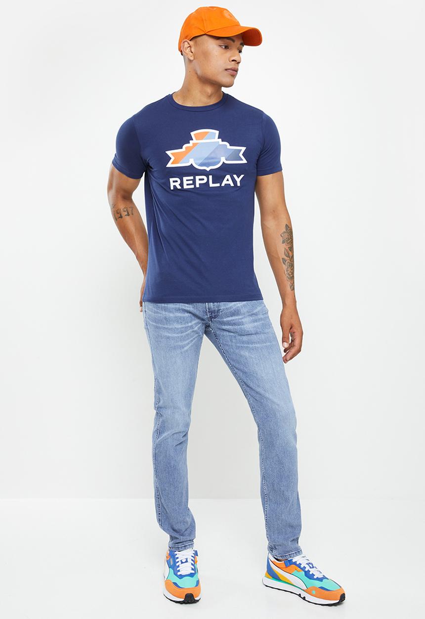 Replay - Replay basic jersey T-shirt - steel blue