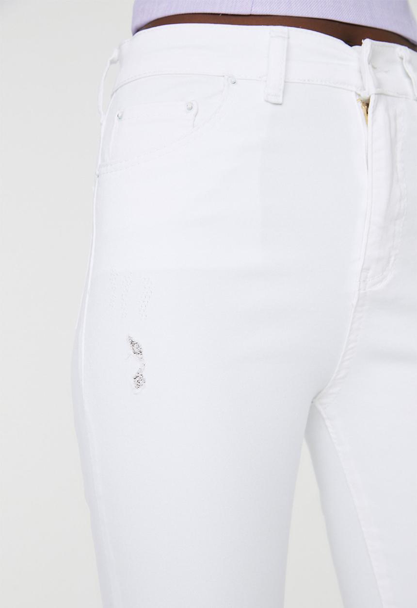 Trendyol - Ripped high waist skinny jeans - white