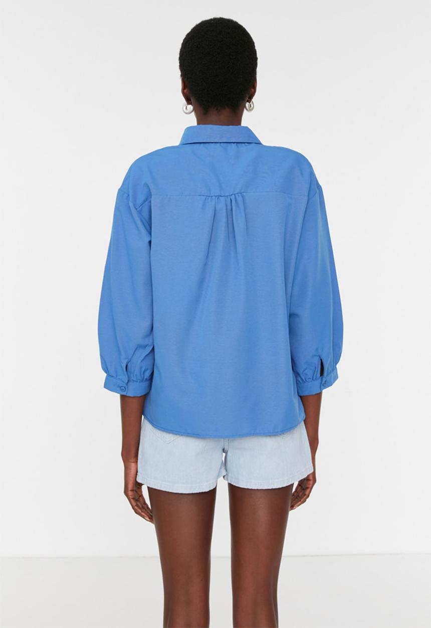 Trendyol - Balloon sleeve shirt - blue
