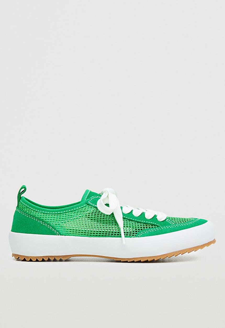 MANGO - Cruz leather mix sneaker - green