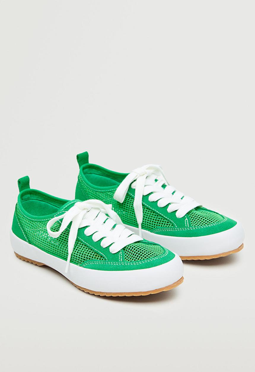 MANGO - Cruz leather mix sneaker - green