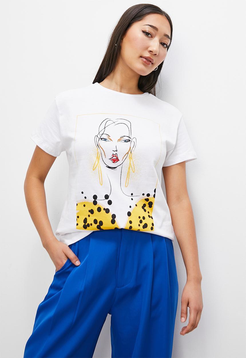 Superbalist - Relaxed tee - white gold glam graphic