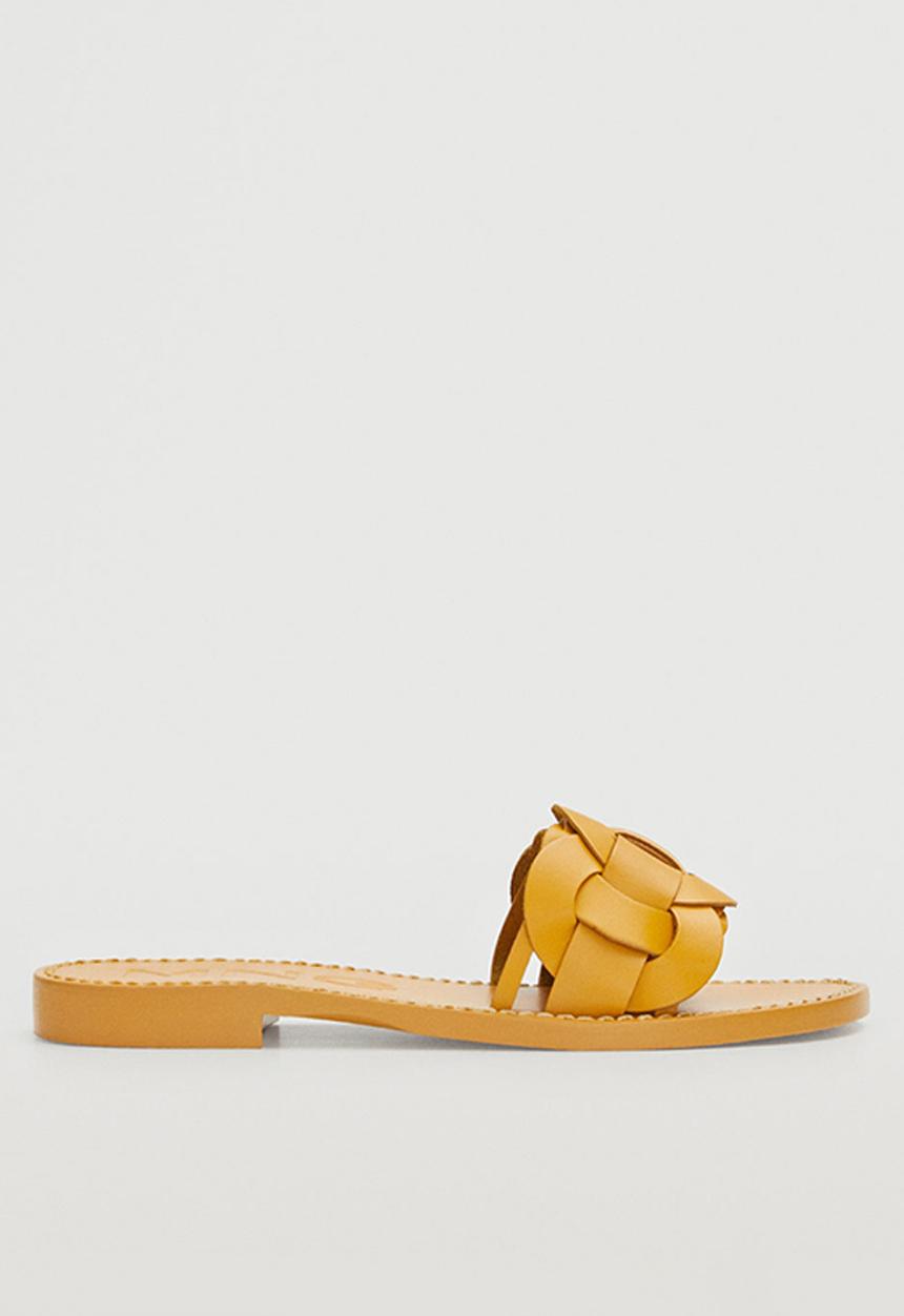 MANGO - River leather sandal - medium yellow
