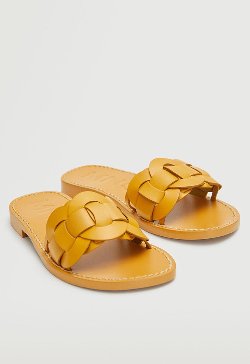 MANGO - River leather sandal - medium yellow