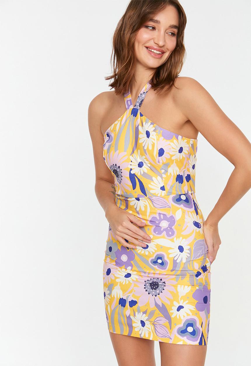 Trendyol - Floral print halter neck dress - multi