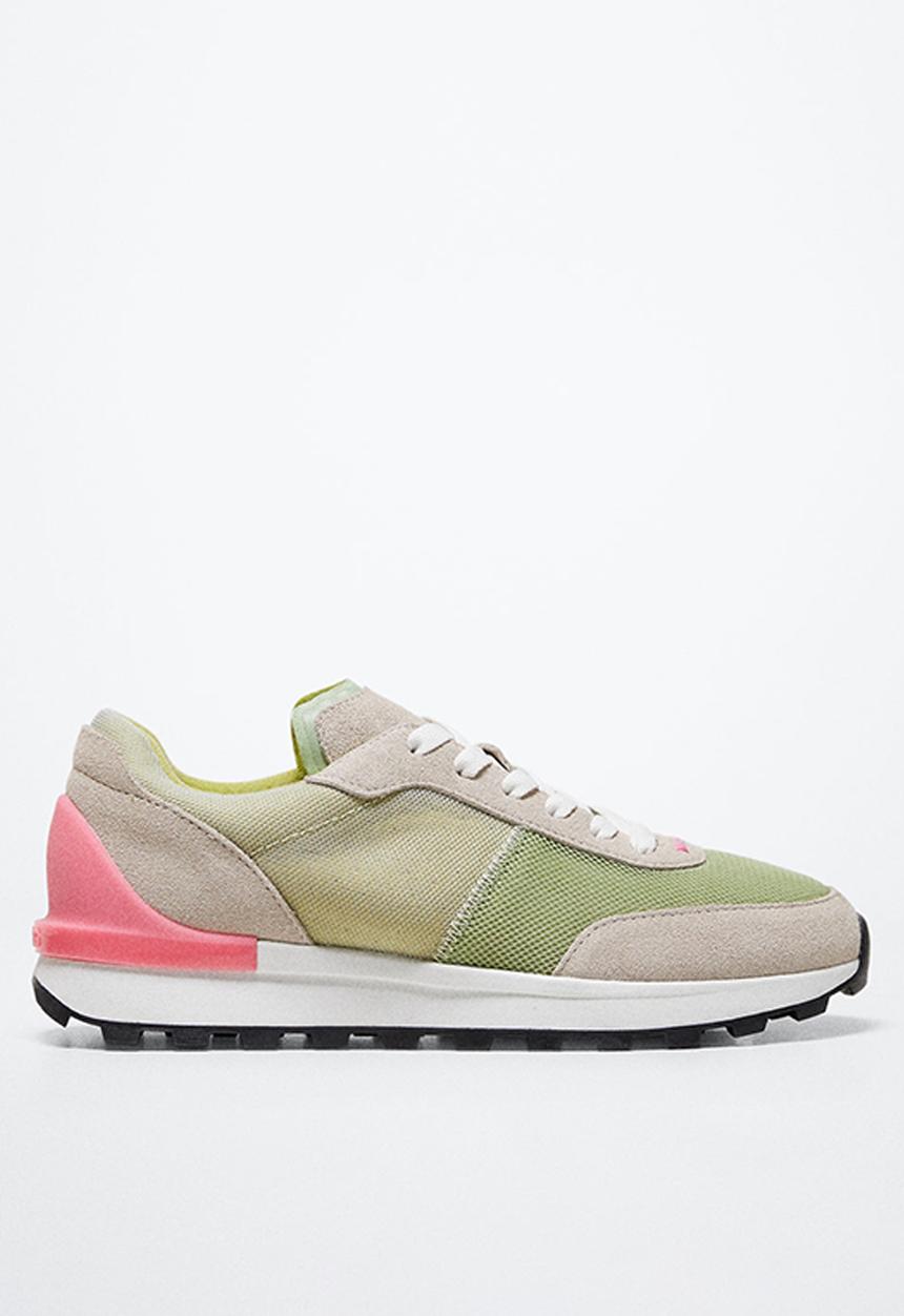 MANGO - Boston leather mix sneaker - light pastel grey