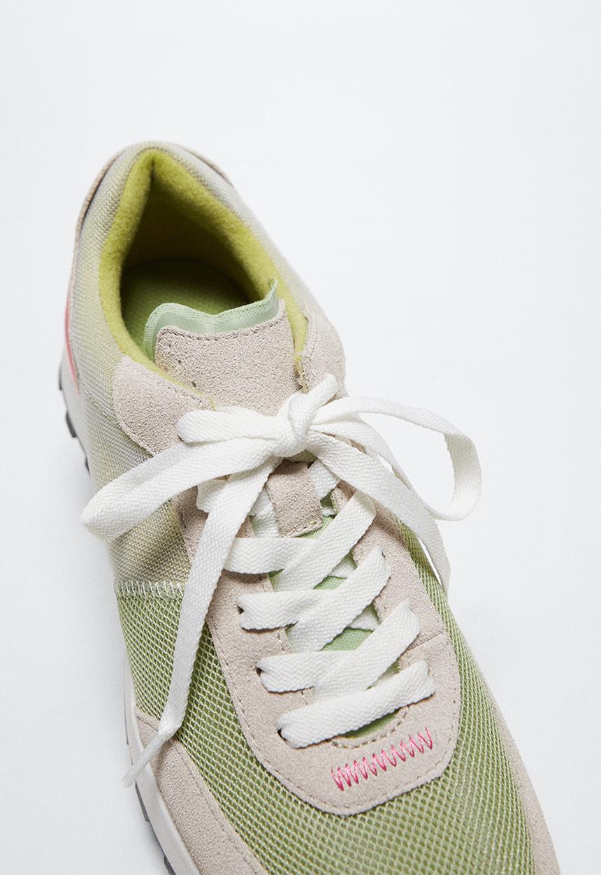 MANGO - Boston leather mix sneaker - light pastel grey