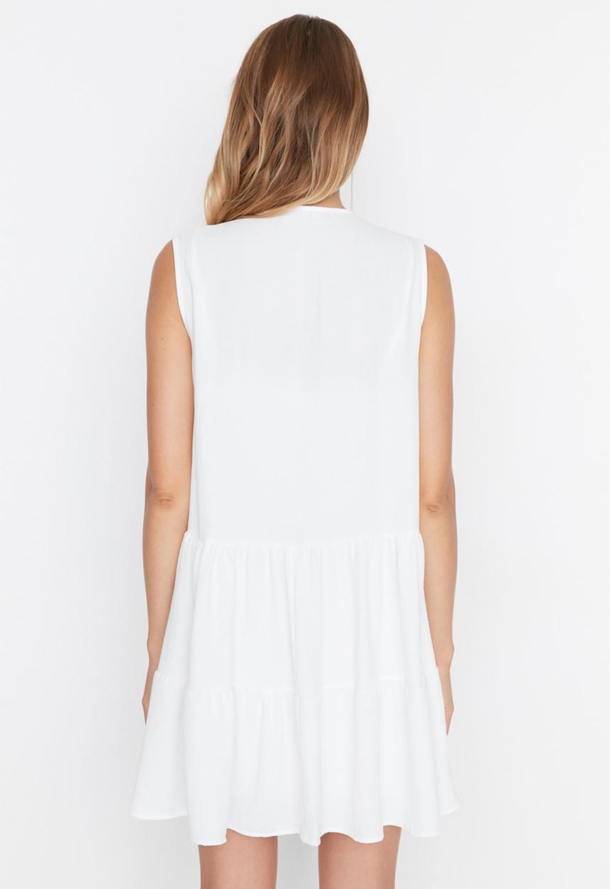Trendyol - Buttoned sleeveless dress - ecru