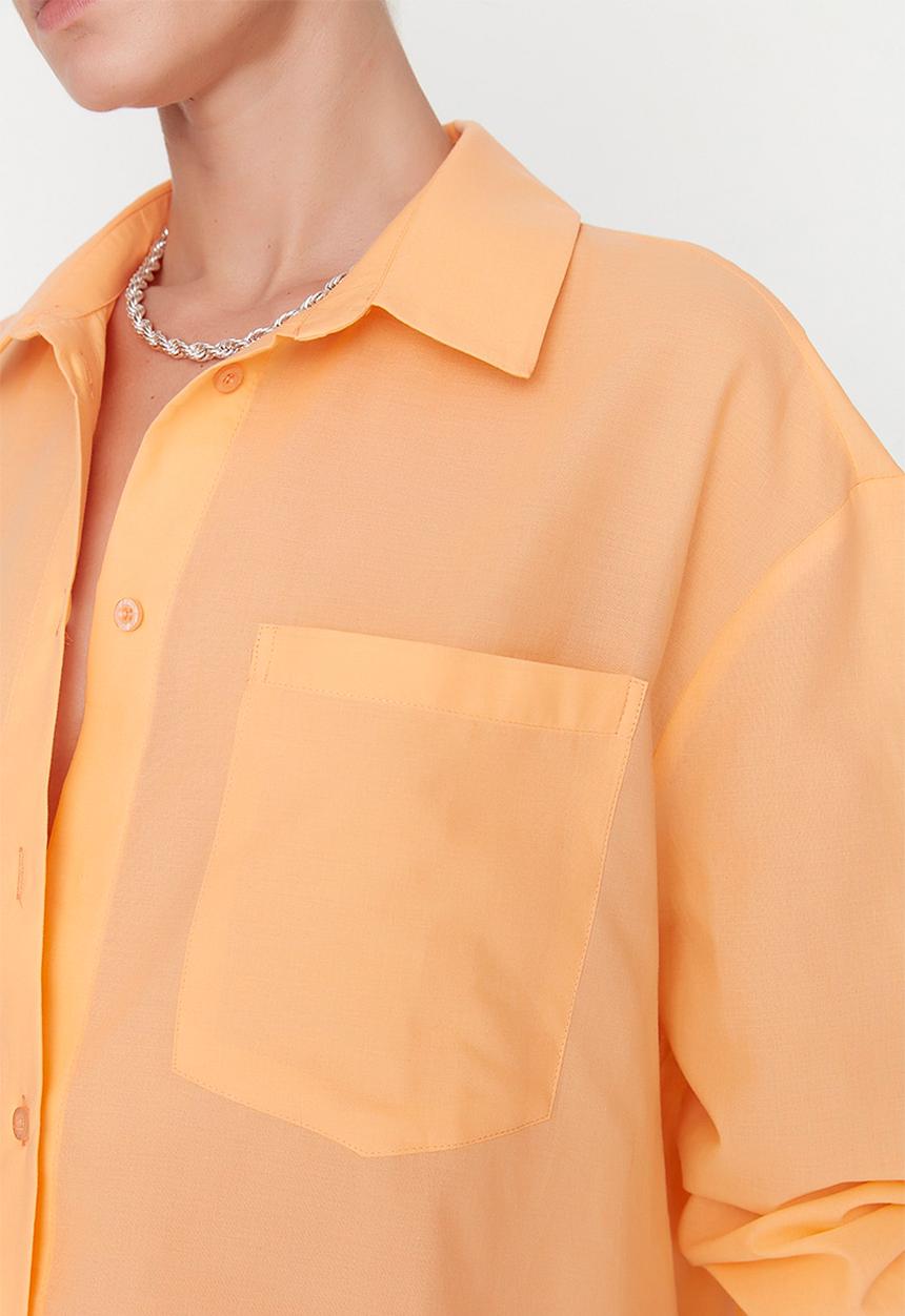 Trendyol - Oversized cotton shirt - orange