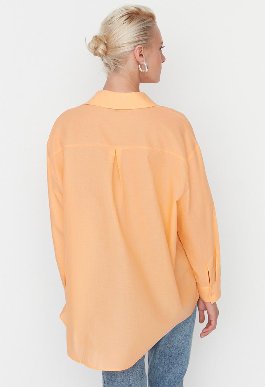 Trendyol - Oversized cotton shirt - orange