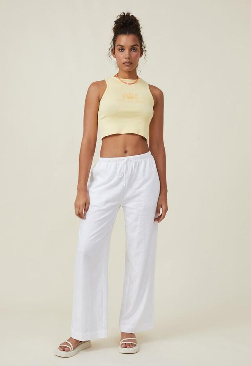 Cotton On - High neck graphic tank - el verano/pale yellow
