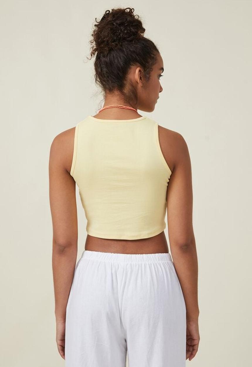 Cotton On - High neck graphic tank - el verano/pale yellow