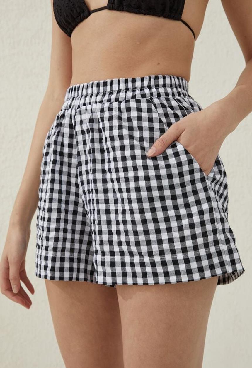 Cotton On - Relaxed beach short - black gingham