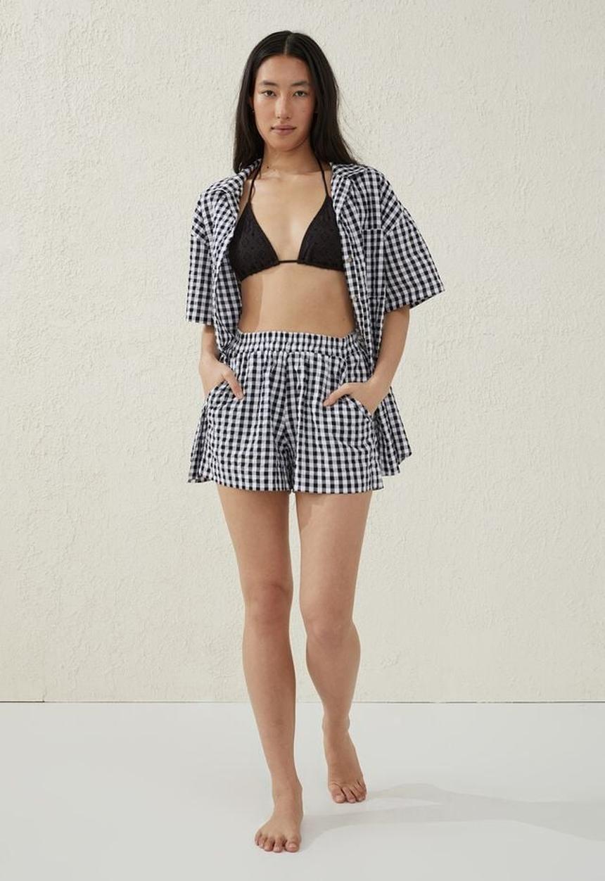 Cotton On - Relaxed beach short - black gingham