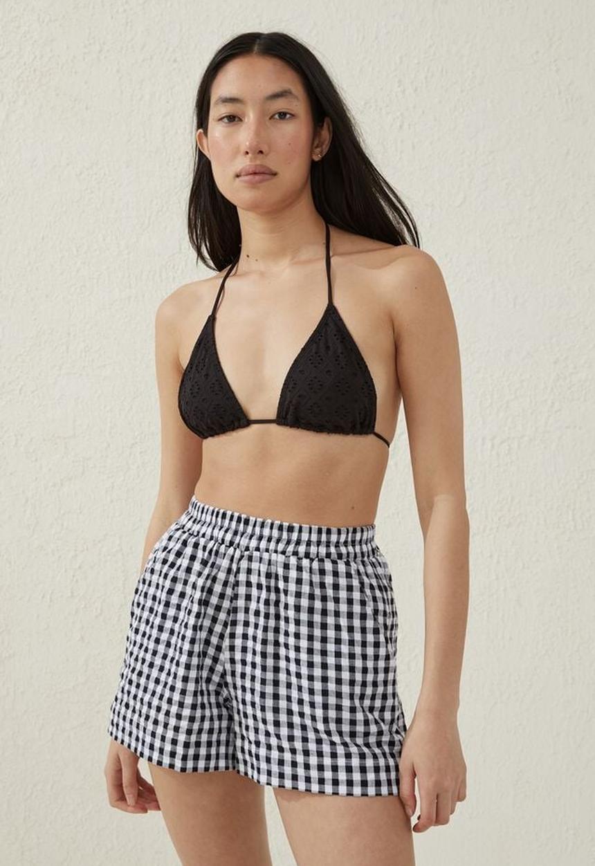 Cotton On - Relaxed beach short - black gingham
