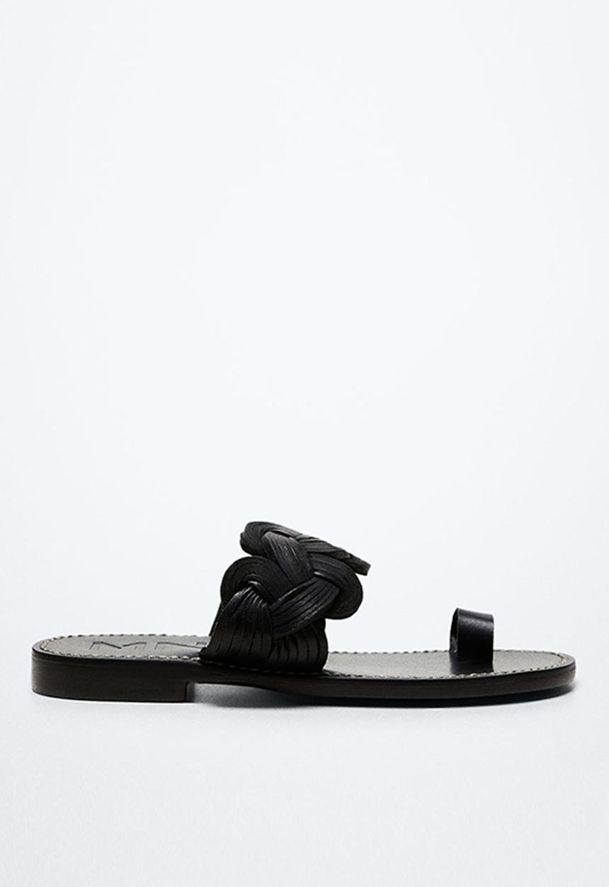 MANGO - Sea leather sandal - black