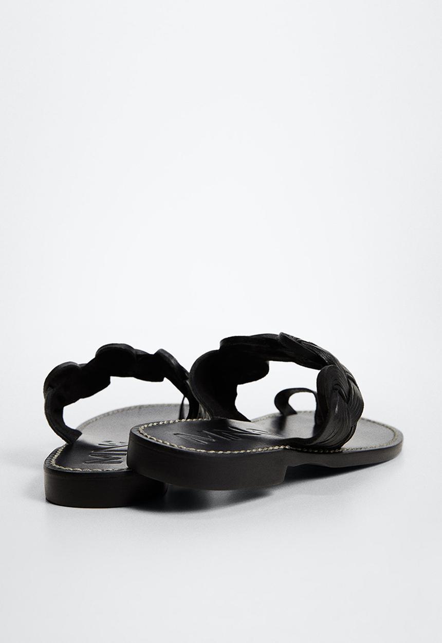 MANGO - Sea leather sandal - black
