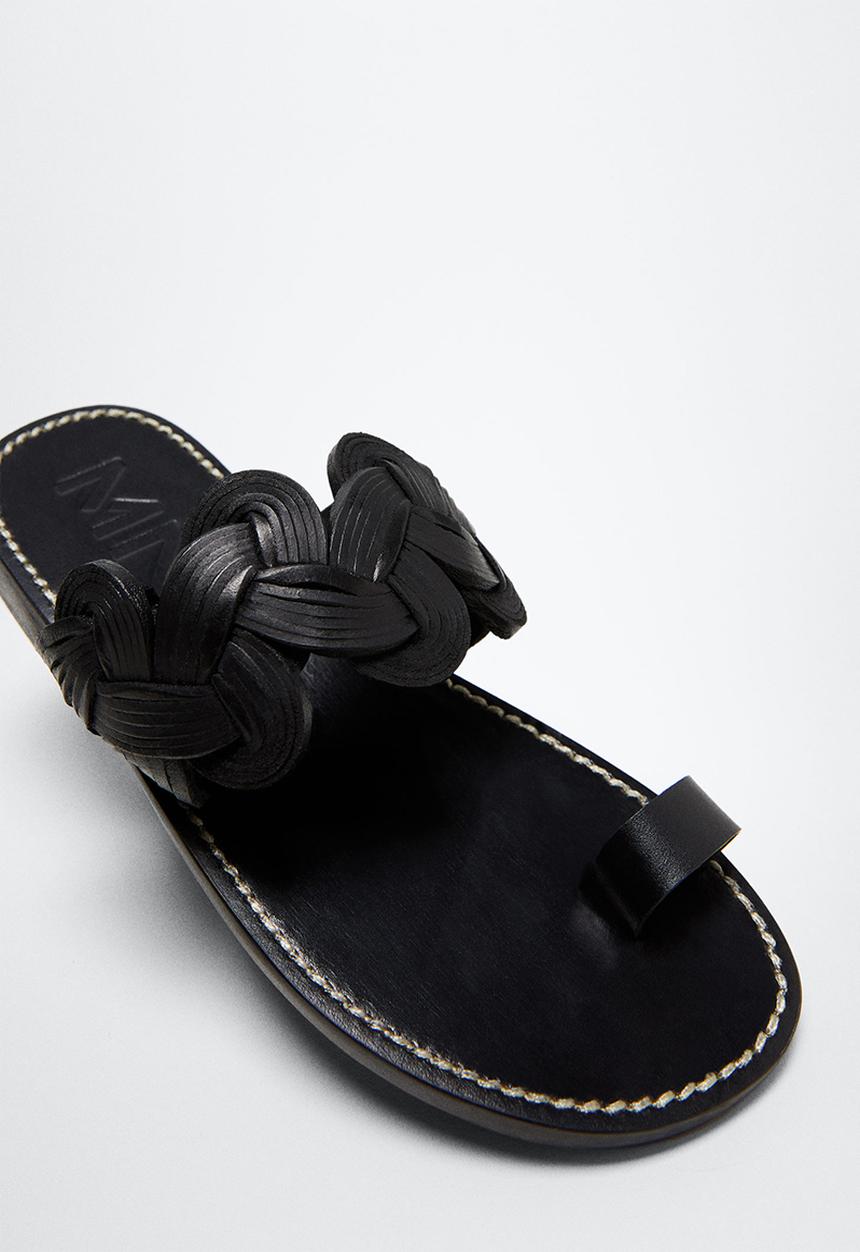 MANGO - Sea leather sandal - black