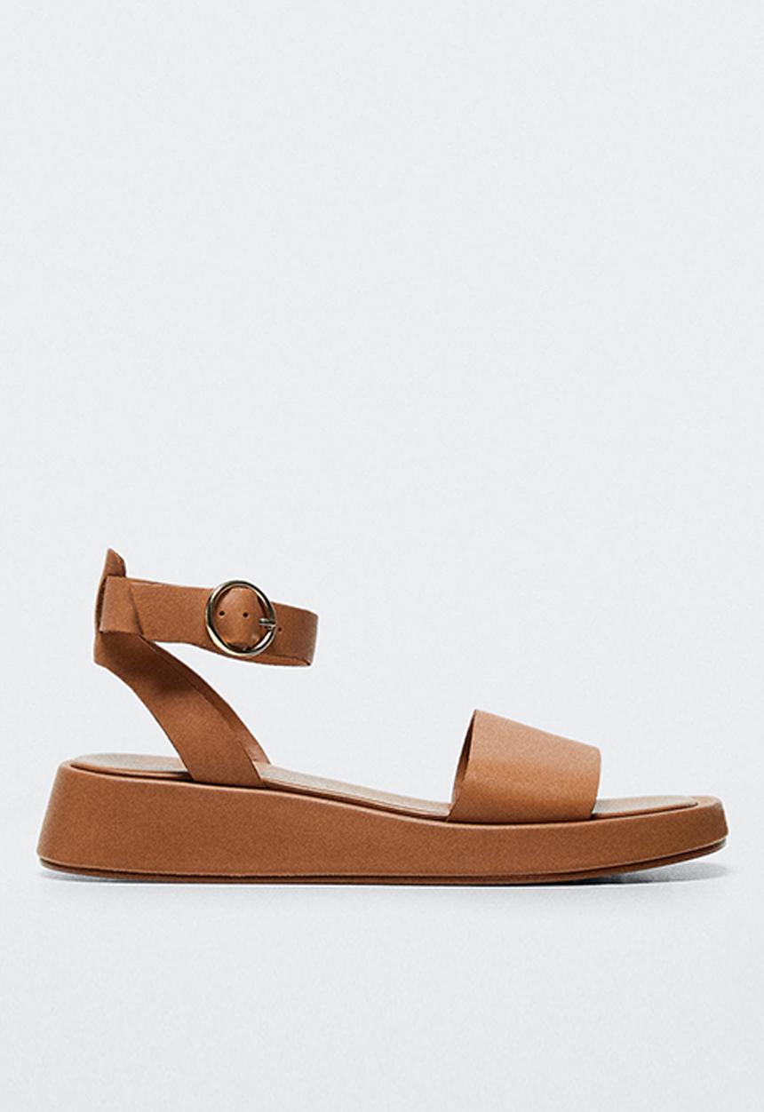 MANGO - Sala leather sandal - medium brown