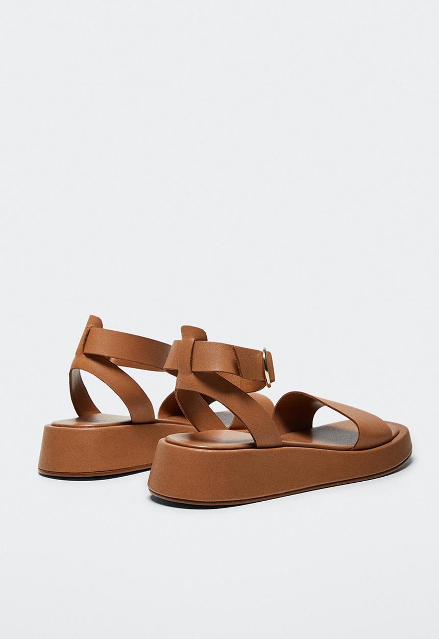 MANGO - Sala leather sandal - medium brown