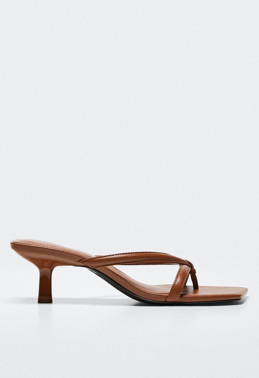 MANGO - Tarta leather heel - brown