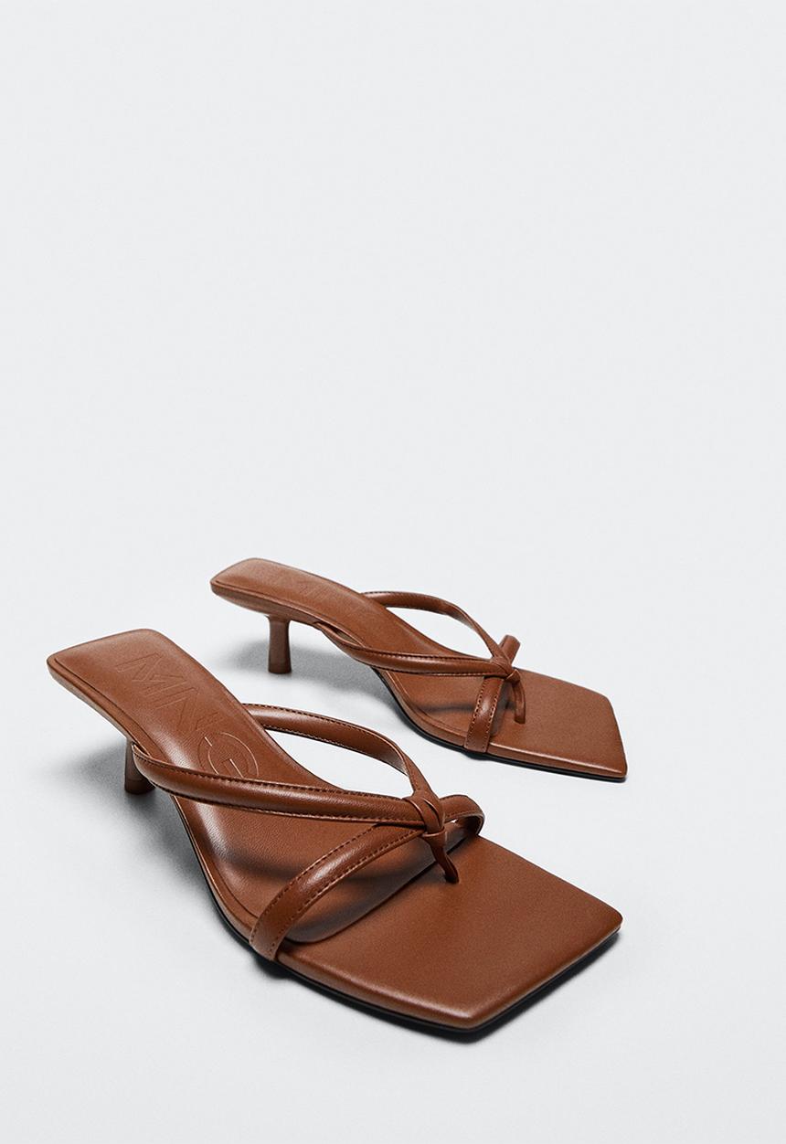 MANGO - Tarta leather heel - brown