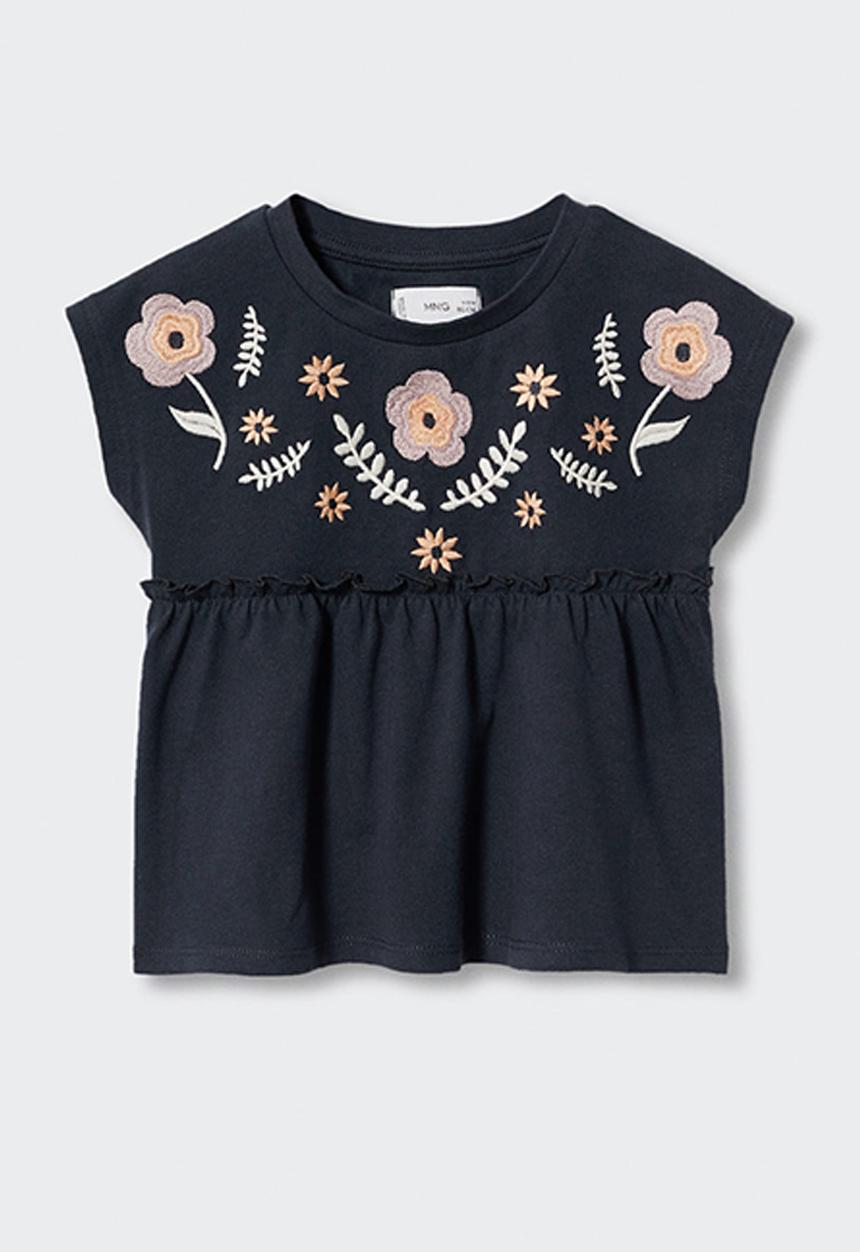 MANGO - T-shirt spring - charcoal