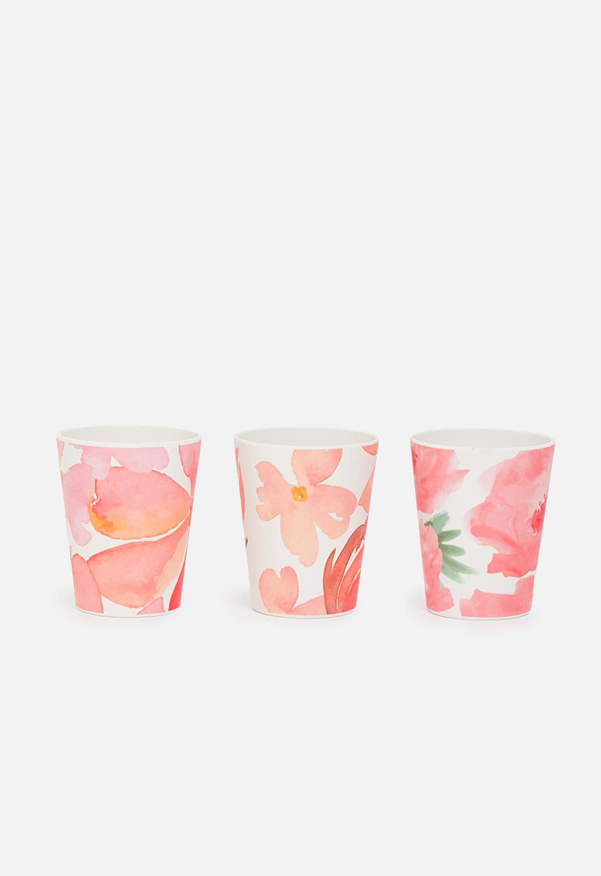 Excellent Houseware - Rose melamine mug set of 3- pink