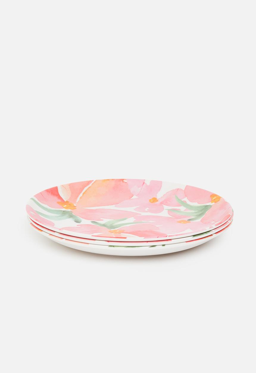 Excellent Houseware - Rose melamine side plate set of 3- pink