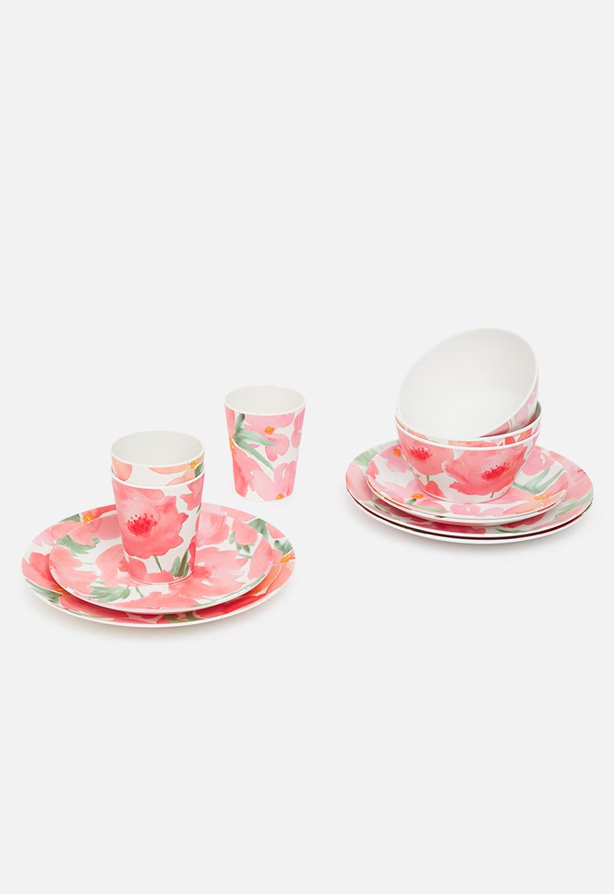 Excellent Houseware - Rose melamine bowl set of 3- pink