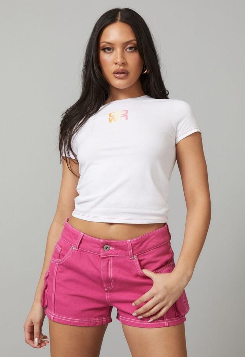 Factorie - Micro denim cargo short - raspberry rose