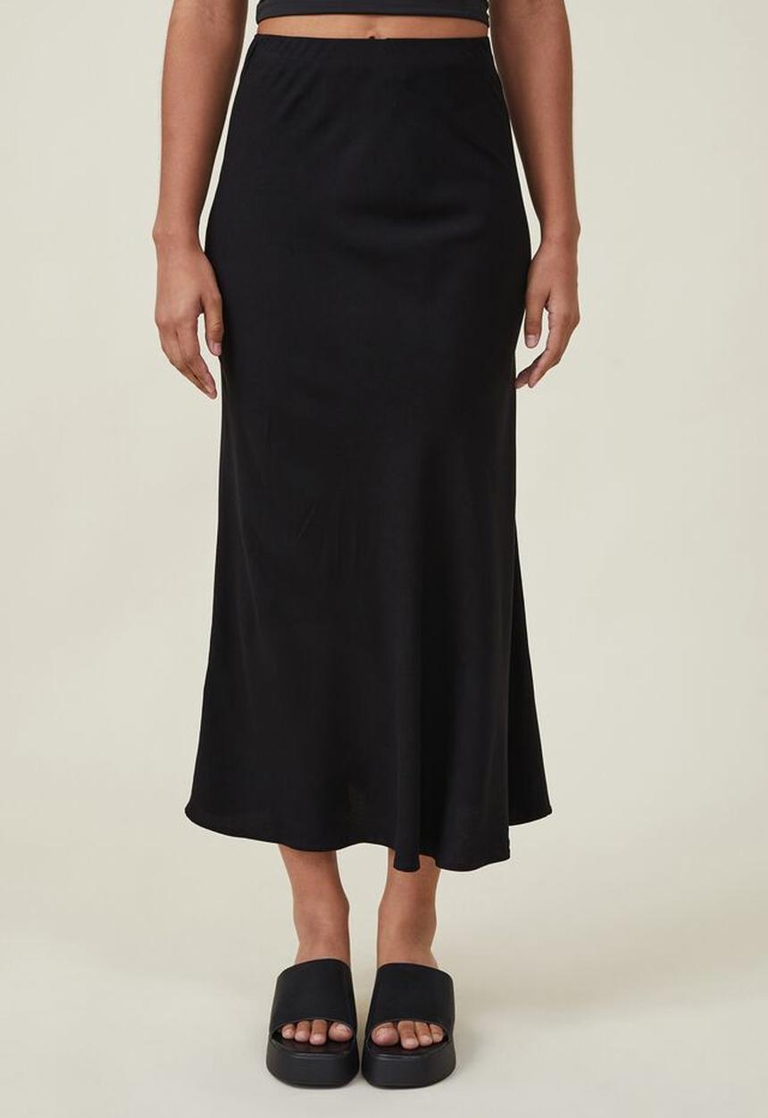 Cotton On - Bloom maxi slip skirt - black