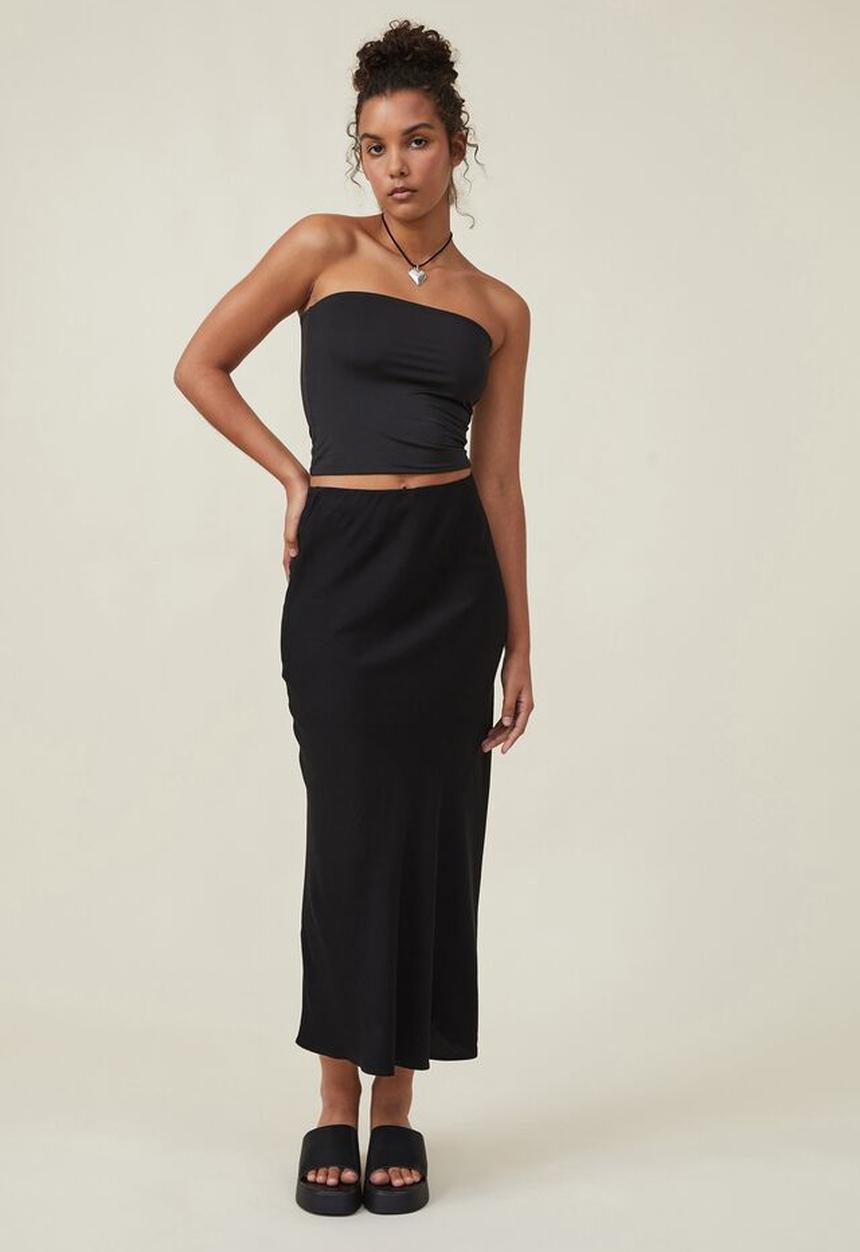 Cotton On - Bloom maxi slip skirt - black