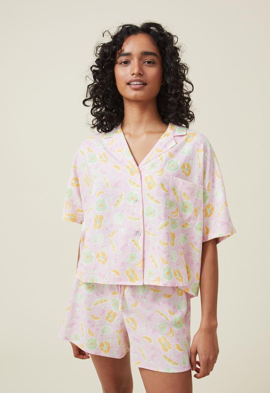 Cotton On - Body linen blend sleep set - textured fruit salad