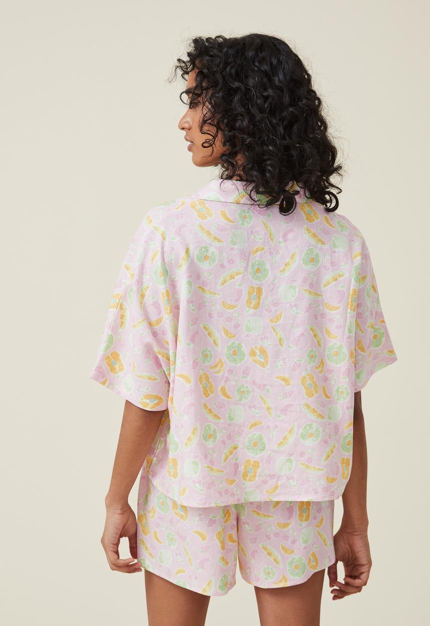 Cotton On - Body linen blend sleep set - textured fruit salad