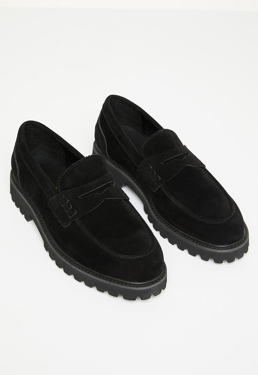 PC - Penny suede slip-on - black