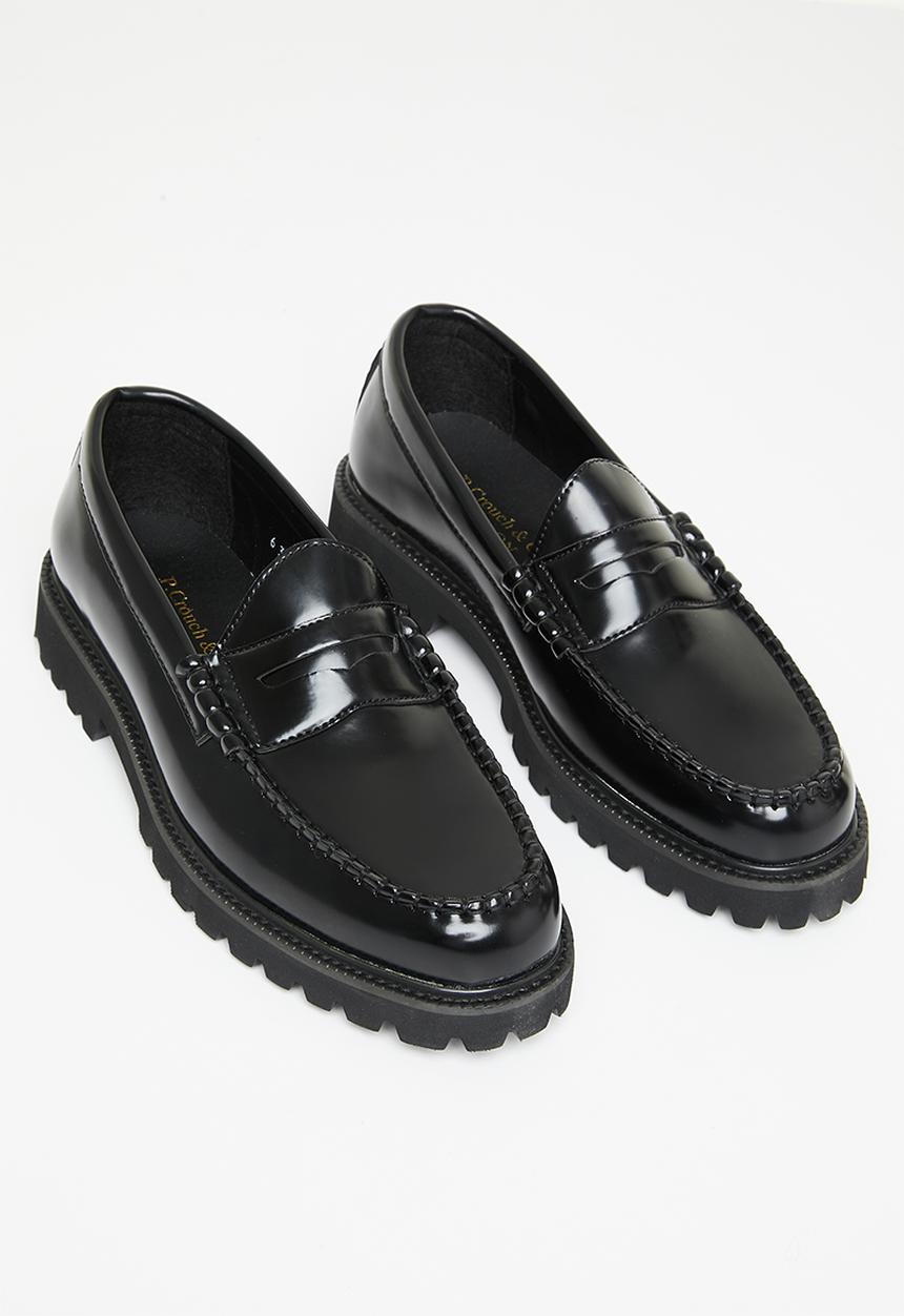 PC - Penny leather slip-on - black