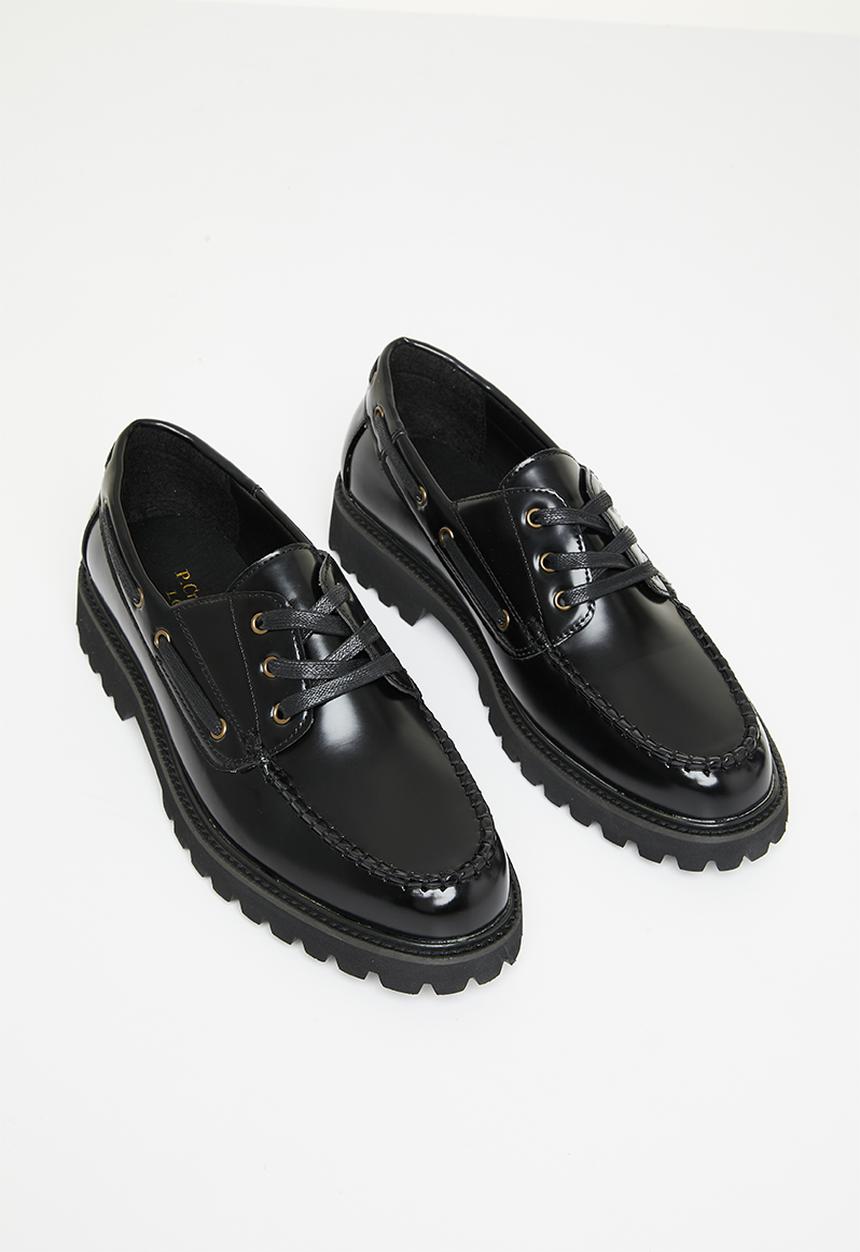 PC - Eyelet lace up leather - black