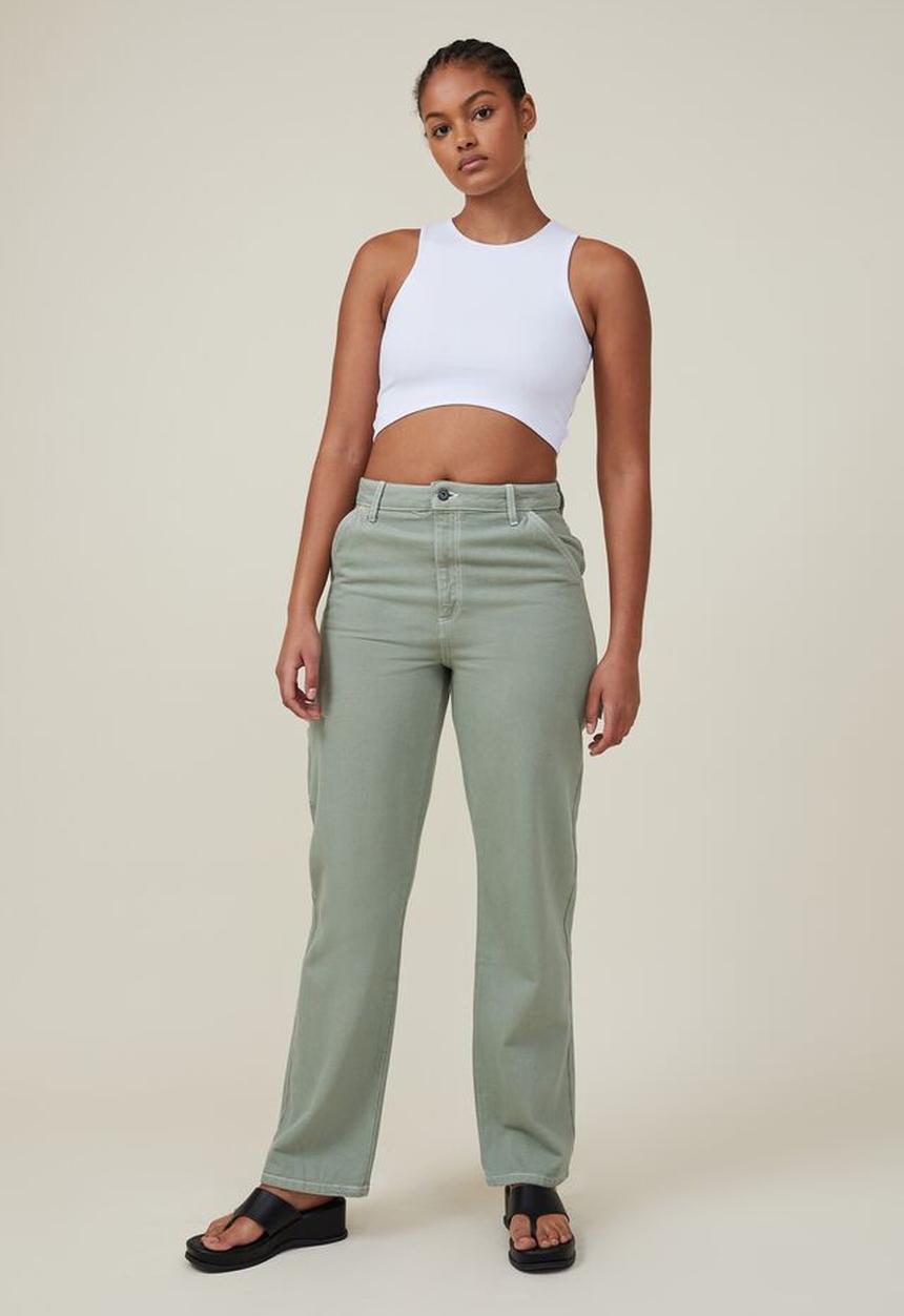 Cotton On - Curved crop tank - white